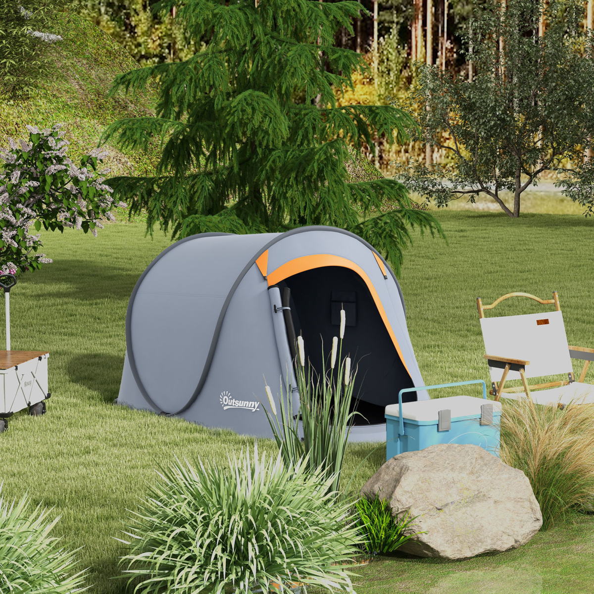 2 Man Pop Up Festival Tent Waterproof Wild Camping Hiking Backpacking Lightweight