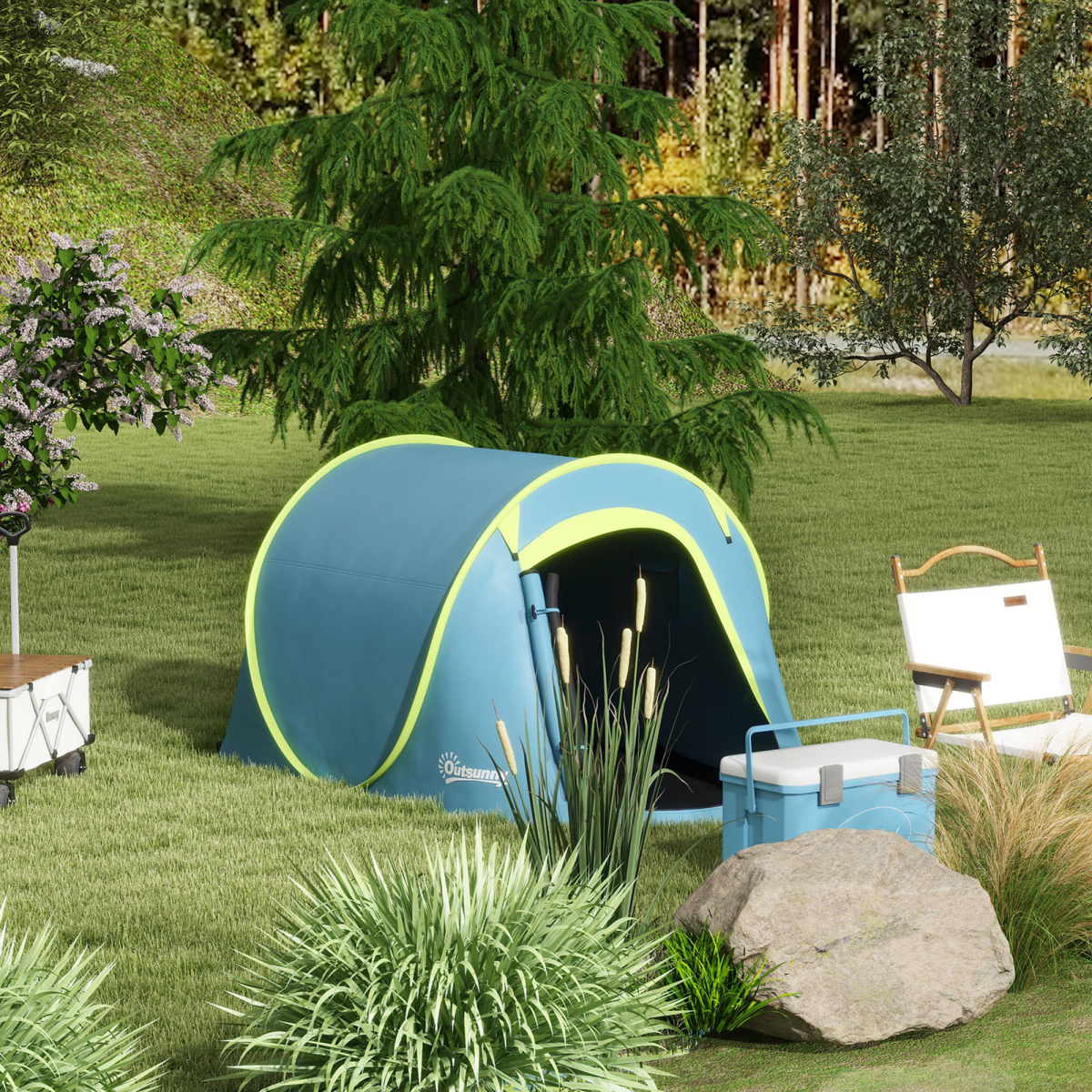 2 Man Pop Up Festival Tent Waterproof Wild Camping Hiking Backpacking Lightweight
