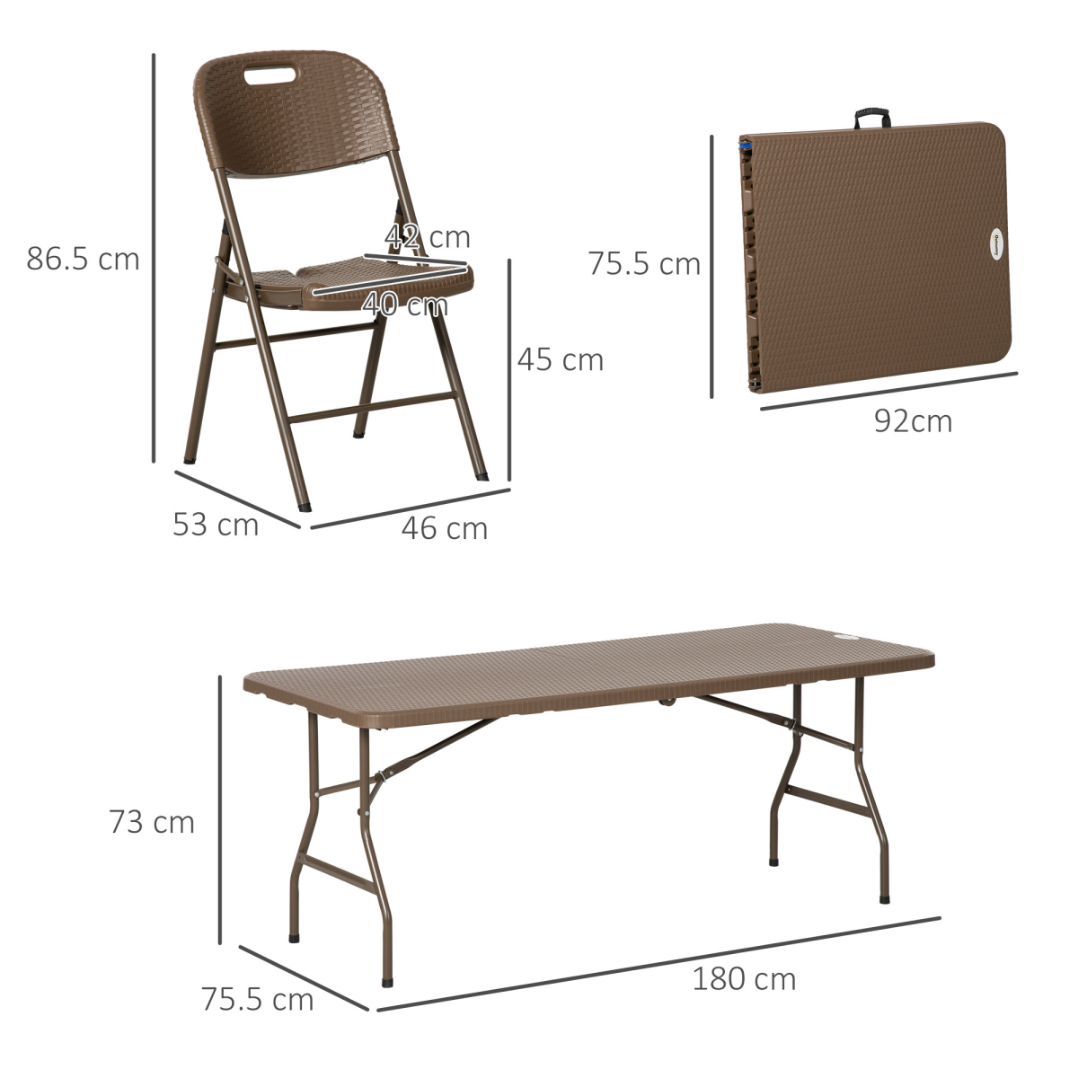 Seven-piece Garden Dining Set Resin Rattan Dining Set Foldable Table Chairs