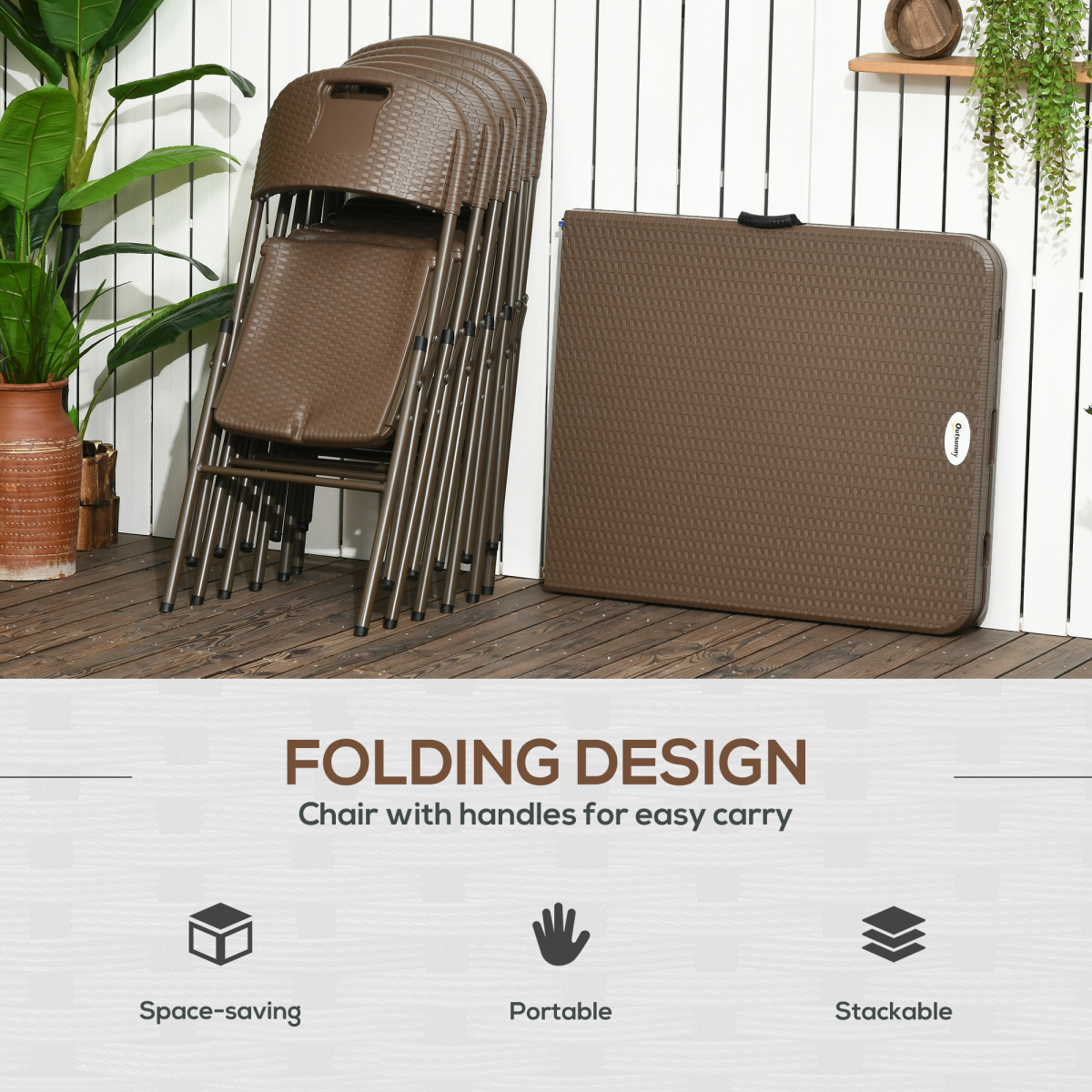 Seven-piece Garden Dining Set Resin Rattan Dining Set Foldable Table Chairs