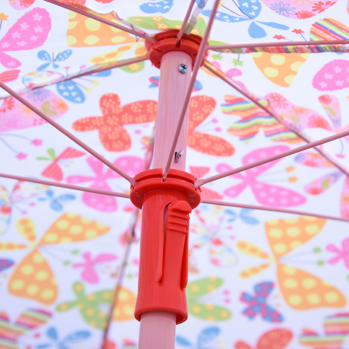 Kids Folding Picnic Table Chair Set Butterfly Pattern Outdoor Parasol