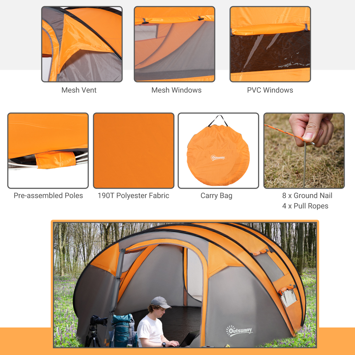 2 Man Camping Dome Pop-up Tent