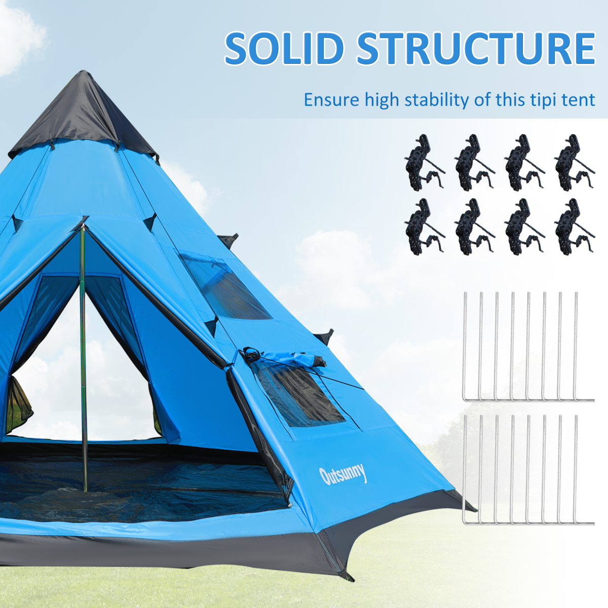 5-6 Man Large Family Tipi Teepee Camping Tent