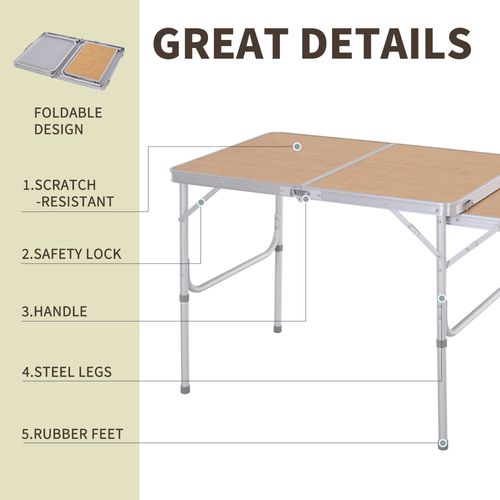 Folding Table Camping with side desk