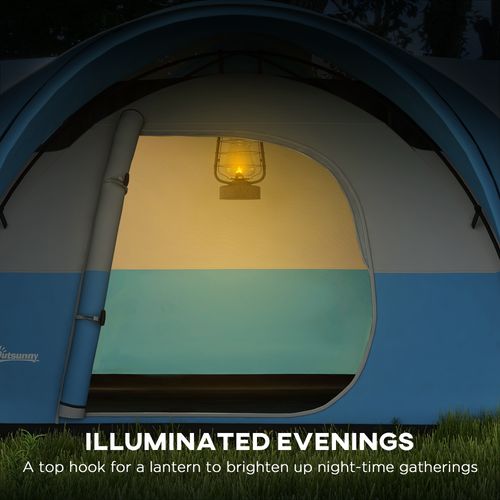 5-6 Man Waterproof Camping Tent with Porch & Sewn Blue 3000mm