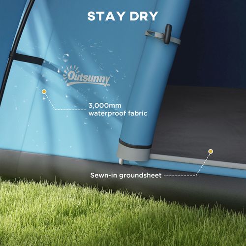 5-6 Man Waterproof Camping Tent with Porch & Sewn Blue 3000mm
