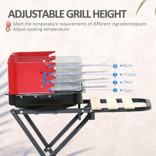 Foldable Charcoal Barbecue Grill with Wheels