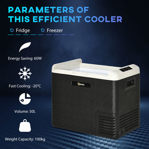 50L Fridge Car Refrigerator 12V Portable Freezer Cooler Camping Travel Campervan