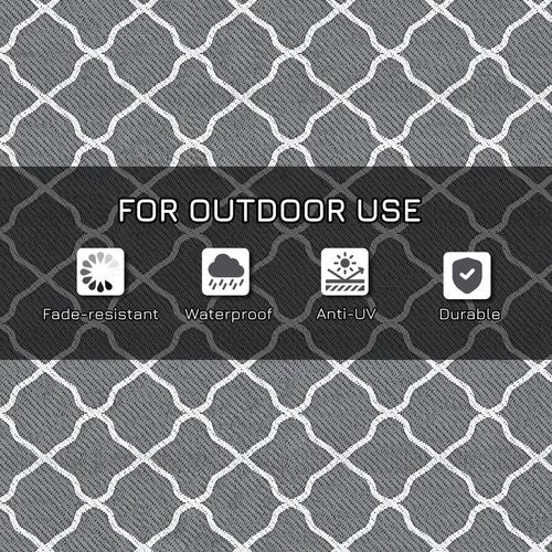 Reversible Outdoor Rug with Carry Bag, Grey