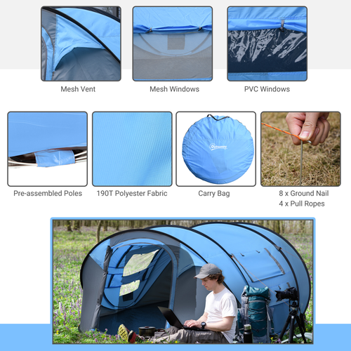 4-5 Man Camping Tent Dome Pop-up Tent