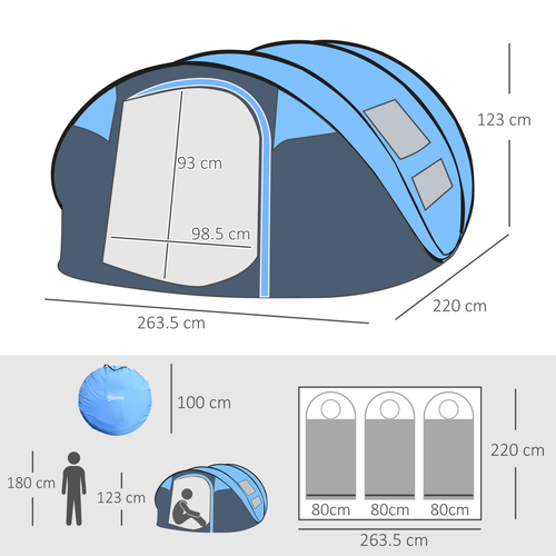 4-5 Man Camping Tent Dome Pop-up Tent