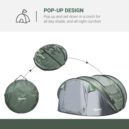 Camping Tent Dome Tent Pop-up Design with 4 Windows for 4-5 Person Outsunny