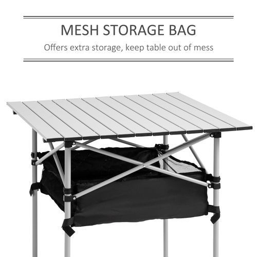 Camping Roll-Top Table with Black Bag