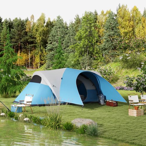 5-6 Man Waterproof Camping Tent with Porch & Sewn Blue 3000mm