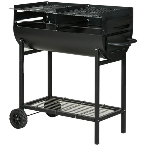 Steel 2-Grill Charcoal BBQ with Wheels