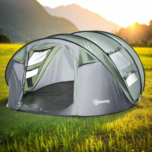 Camping Tent Dome Tent Pop-up Design with 4 Windows for 4-5 Person Outsunny