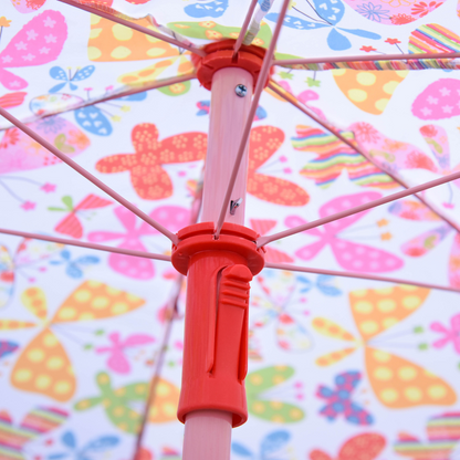 Kids Folding Picnic Table Chair Set Butterfly Pattern Outdoor Parasol