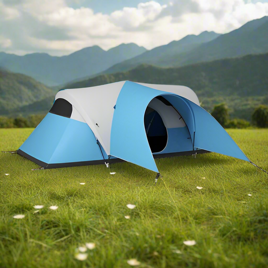 5-6 Man Waterproof Camping Tent with Porch & Sewn Blue 3000mm