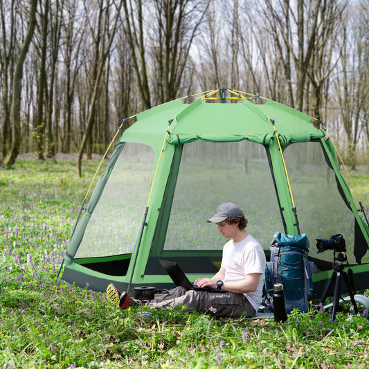5-6 Man Camping Tent 2-Tier Pop-up Tent with Portable Carry Bag