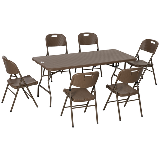 Seven-piece Garden Dining Set Resin Rattan Dining Set Foldable Table Chairs