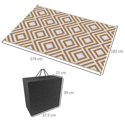 Reversible Outdoor Rug with Carry Bag for RV Camping Beach