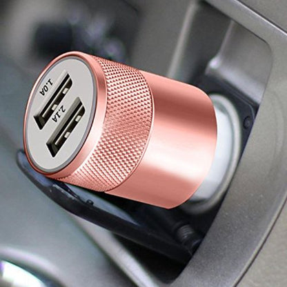 FX Powabud Car Charger USB 2.1A Twin Socket Rose Gold