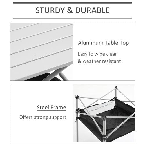 Camping Roll-Top Table with Black Bag