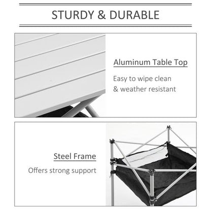 Camping Roll-Top Table with Black Bag