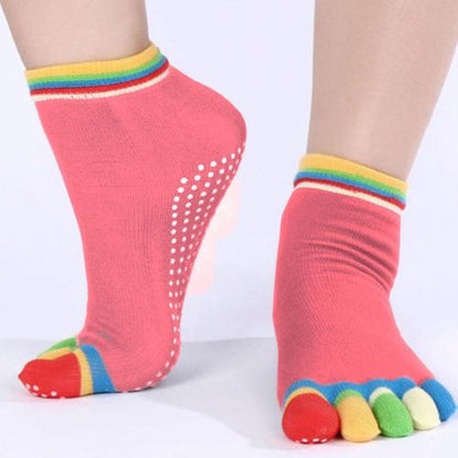 Non Slip Pilates Yoga Socks Anti-Slip Full Toe with Grips Cotton