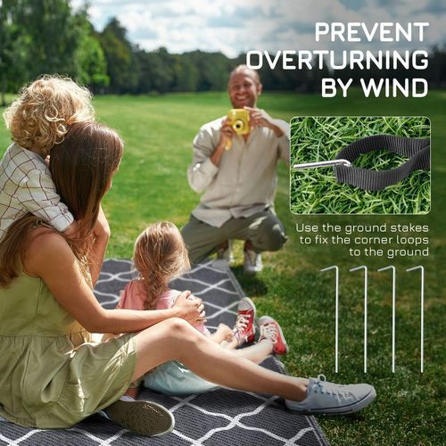 Reversible Outdoor Rug with Carry Bag, Grey