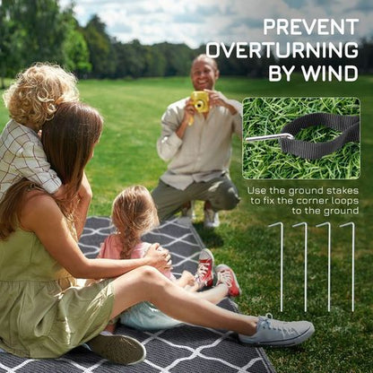 Reversible Outdoor Rug with Carry Bag, Grey