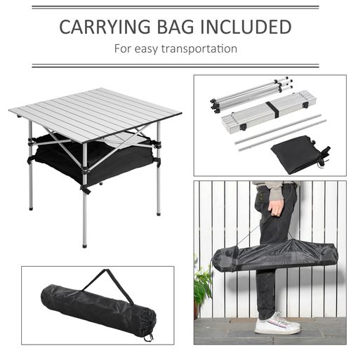 Camping Roll-Top Table with Black Bag