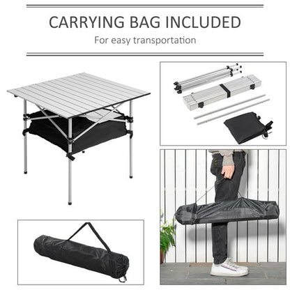 Camping Roll-Top Table with Black Bag