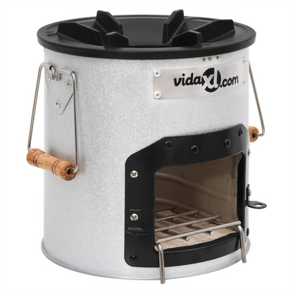 Camping Wood Stove Silver 45x25x26 cm Steel