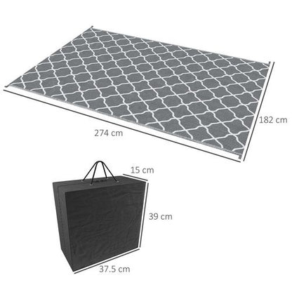 Reversible Outdoor Rug with Carry Bag, Grey