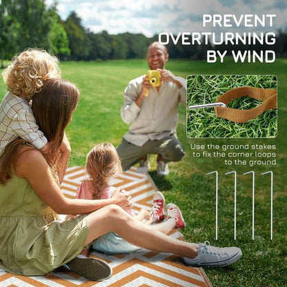 Reversible Outdoor Rug with Carry Bag for RV Camping Beach