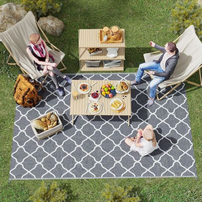 Reversible Outdoor Rug with Carry Bag, Grey