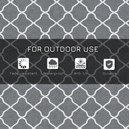 Reversible Outdoor Rug with Carry Bag, Grey