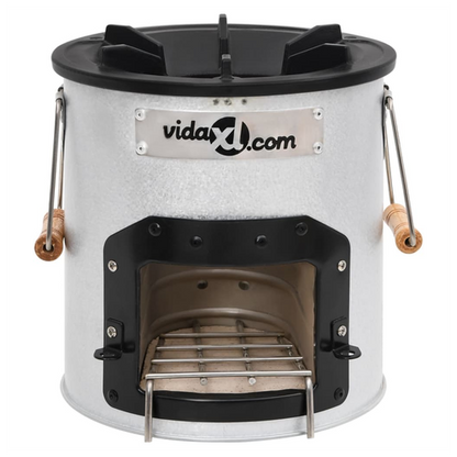 Camping Wood Stove Silver 45x25x26 cm Steel