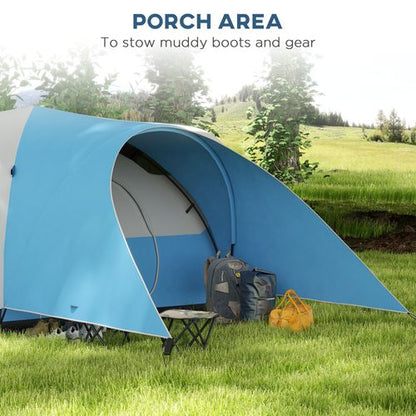 Waterproof Camping Tent with Porch & Sewn Groundsheet Blue 3000mm