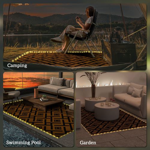 Waterproof Outdoor Rug with LED String Light