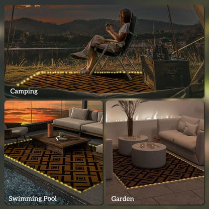 Waterproof Outdoor Rug with LED String Light