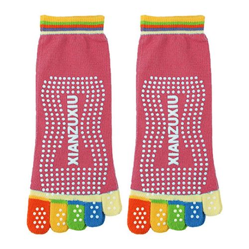 Non Slip Pilates Yoga Socks Anti-Slip Full Toe with Grips Cotton