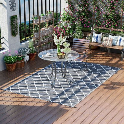 Reversible Outdoor Rug with Carry Bag, Grey