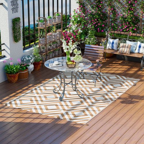 Reversible Outdoor Rug with Carry Bag for RV Camping Beach