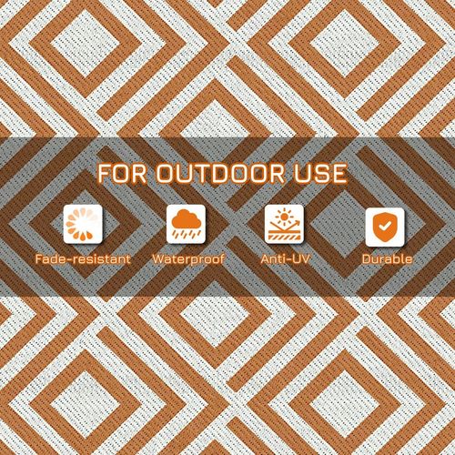 Reversible Outdoor Rug with Carry Bag for RV Camping Beach