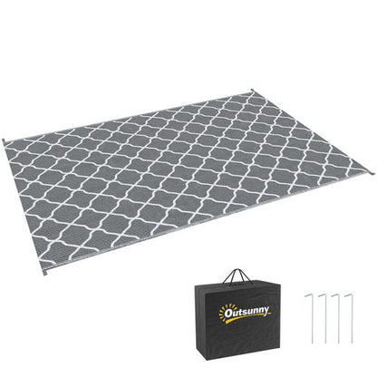 Reversible Outdoor Rug with Carry Bag, Grey